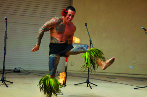 Samoan Fireknife dance artist demonstrates his skill at an ACTA supported project at the Pacific Island Ethnic Arts Museum in Long Beach, CA. Photo by K. Kugay, 2010