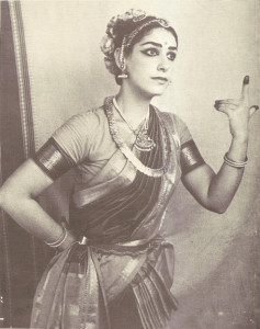 This is an image of Katherine Kunhiraman in traditional Bharatnatyam dress.