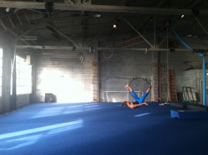 An aerial dancer practicing in the new Center for Dance and Aerial Arts