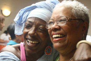 Blanche Brown and friend smile together