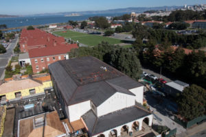 Aerial view of Presidio Theatre under construction