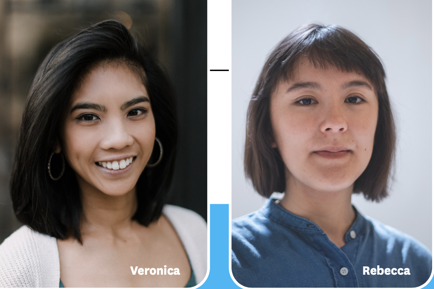 Headshots of Veronica Jiao and Rebecca Fitton
