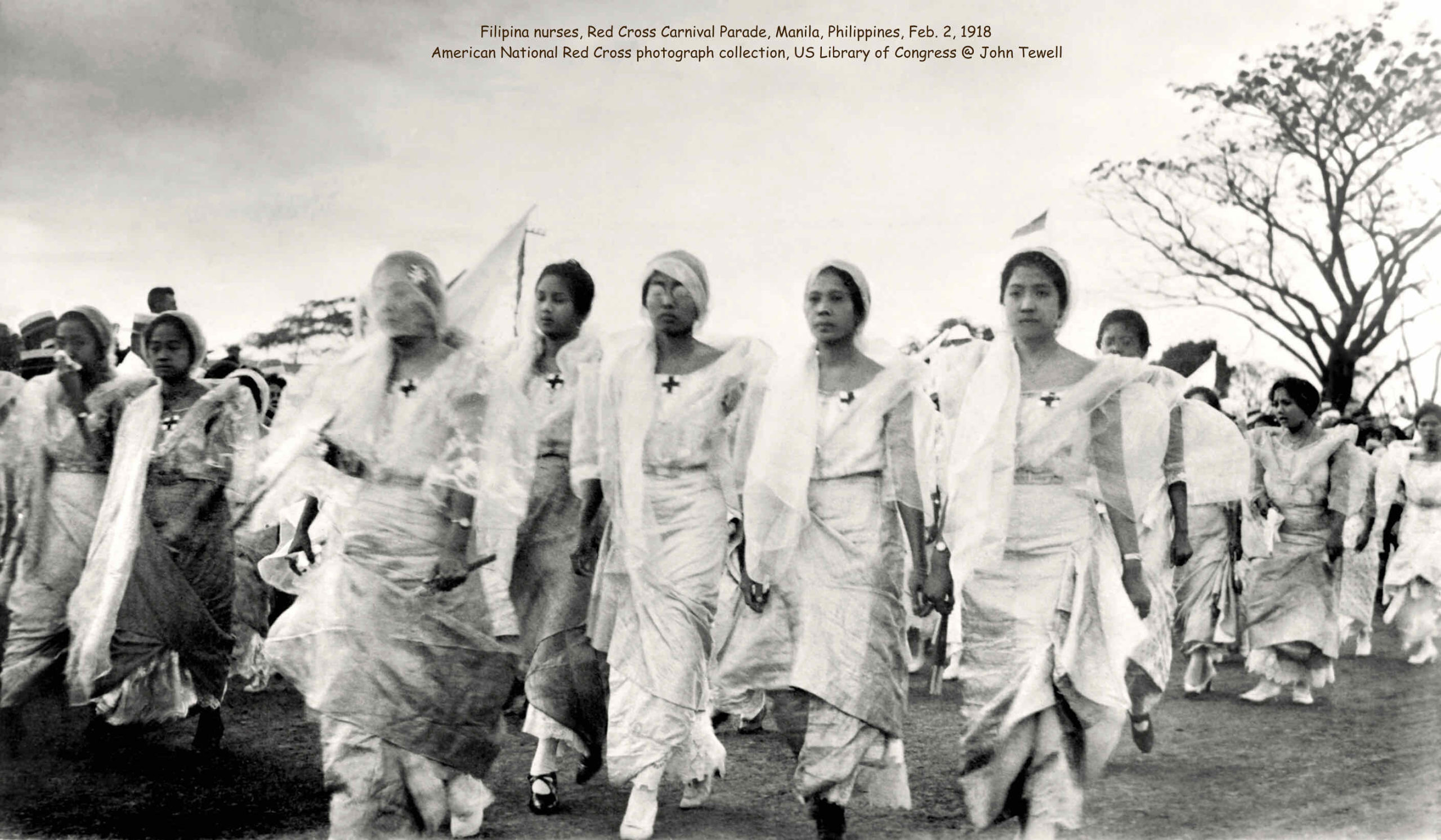 Filipina nurses, Red Cross Carnival Parade, Manila, Philippines, Feb. 2, 1918.