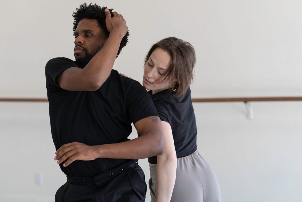 Alivia Schaffer and Dazaun Soleyn dancing at Shawl Anderson Dance Center.