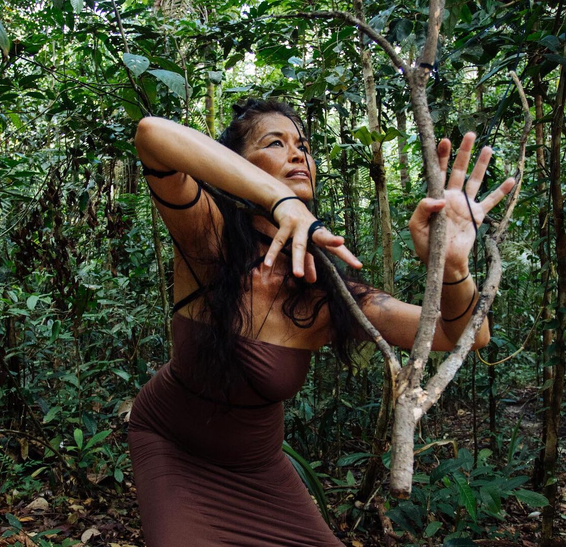 Dancer Rulan Tangen in the heart of the Amazon forest, Brasil.