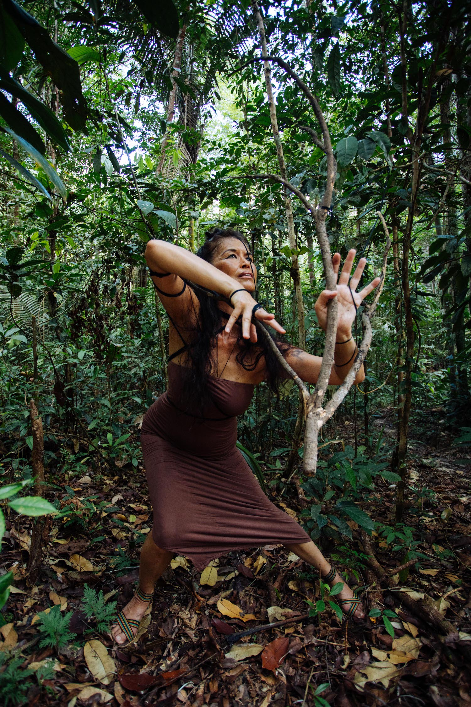 Dancer Rulan Tangen in the heart of the Amazon forest, Brasil.