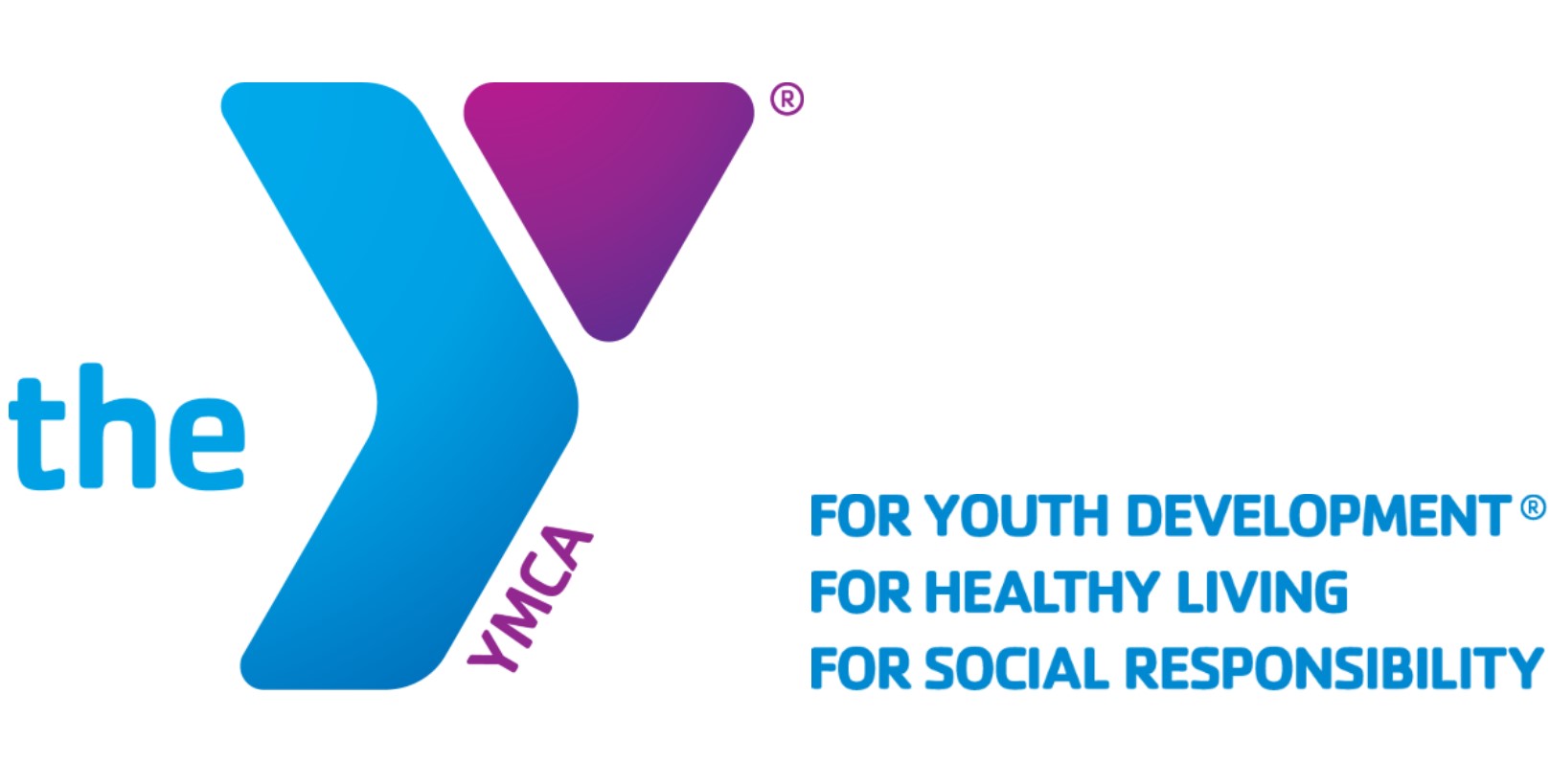 Image displays the YMCA's blue and purple logo, with the following text: 