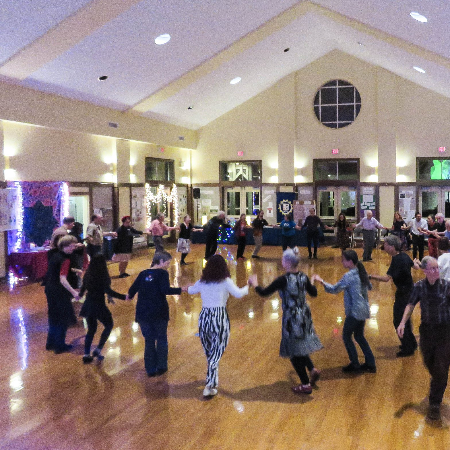 Big circle of dancers at St. Bedes Church Hall