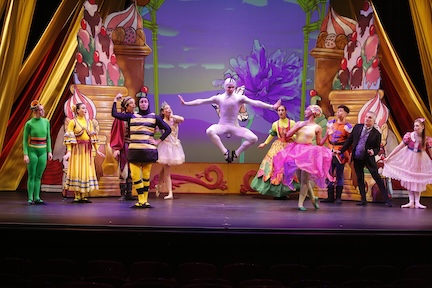 Mark Foehringer Dance Project, SF dancers in bright colored costumes performing Mark Foehringer's Nutcracker Sweets